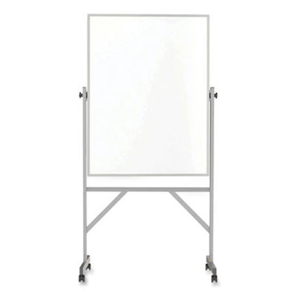 Reversible Magnetic Porcelain Whiteboard With Aluminum Frame, 36" x 48", White Surface, Satin Aluminum Frame