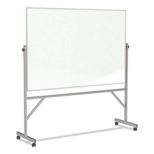 Reversible Magnetic Porcelain Whiteboard With Aluminum Frame, 101.25" x 78.25", White Surface, Satin Aluminum Frame