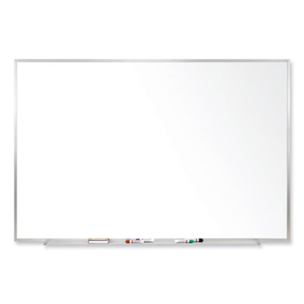 Magnetic Porcelain Whiteboard With Aluminum Frame, 60.5" x 48.5", White Surface, Satin Aluminum Frame