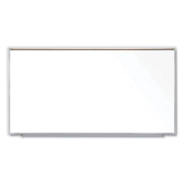 Magnetic Porcelain Whiteboard With Aluminum Frame And Maprail, 120.59" x 60.47", White Surface, Satin Aluminum Frame