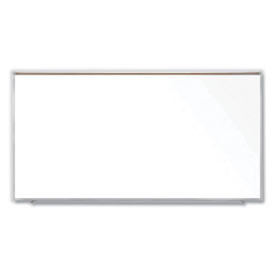 Magnetic Porcelain Whiteboard With Aluminum Frame And Maprail, 120.59" x 60.47", White Surface, Satin Aluminum Frame