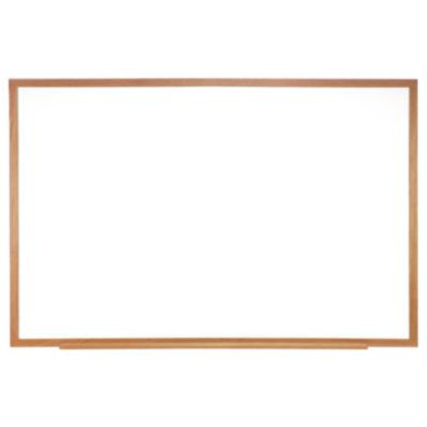 M1 Porcelain Magnetic Whiteboard, 87.94" x 48.5", White Surface, Natural Wood Frame