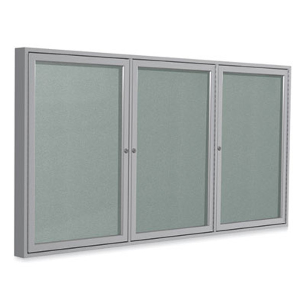 Enclosed Outdoor Bulletin Board, 72" x 36", Silver Surface, Satin Aluminum Frame