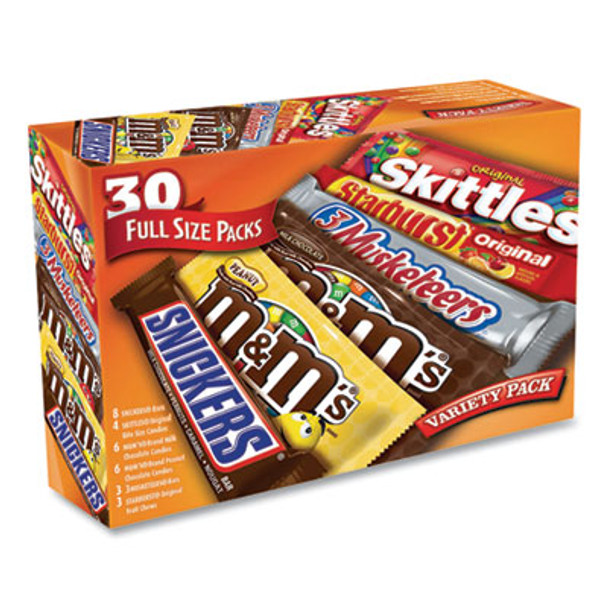 Full-Size Candy Bars Variety Pack, Assorted, 30/Box