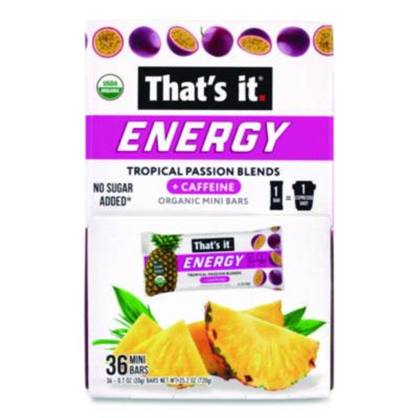 Organic Energy Bars, Tropical Passion Blend, 0.7 Oz Bar, 36/Box