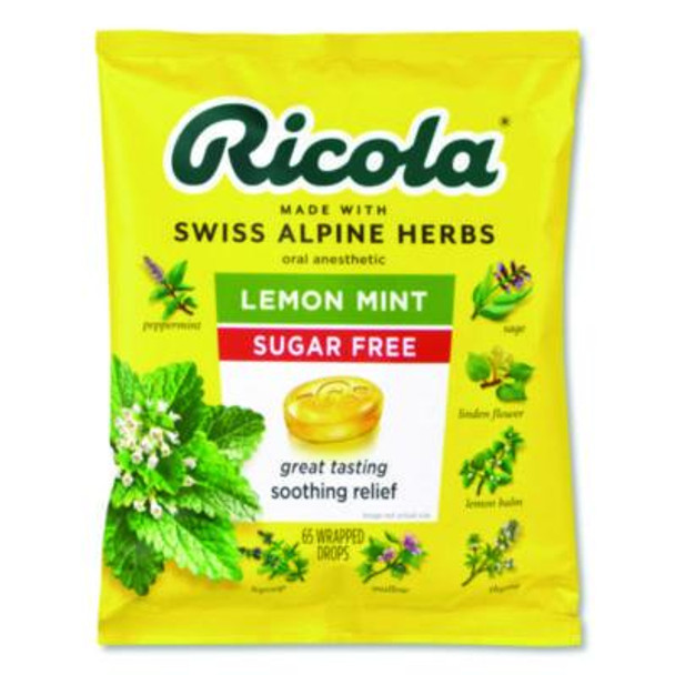 Sugar-Free Lemon Mint Herb Throat Drops, 65/Bag, 2 Bags/Pack