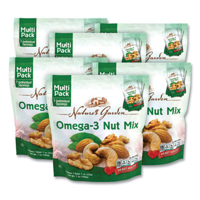 Omega-3 Nut Mix, 1 Oz Pouch, 7 Pouches/Pack, 6 Packs/Carton