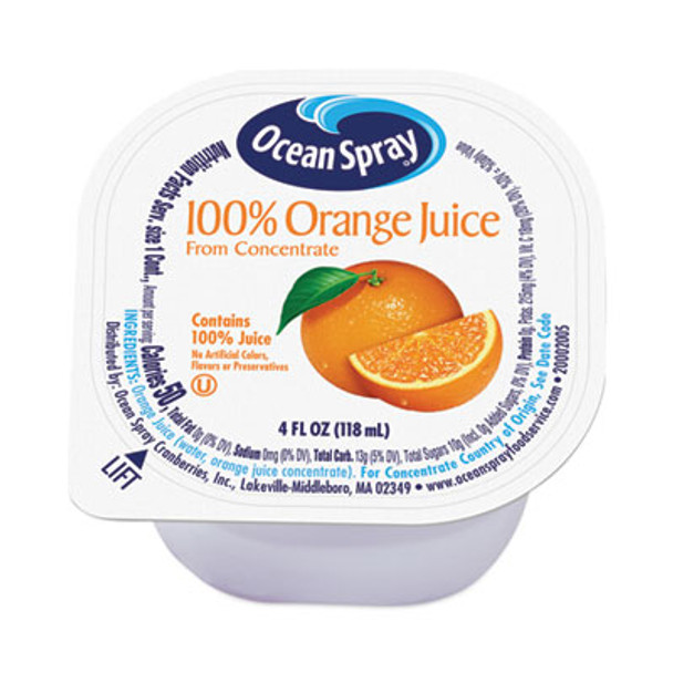 100% Juice, Orange, 4 Oz Cup, 48/Box