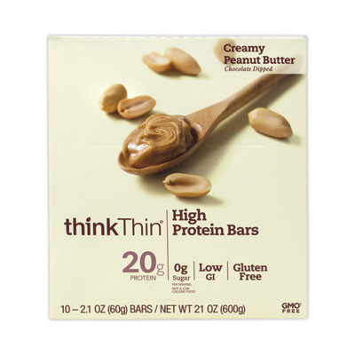 High Protein Bars, Creamy Peanut Butter, 2.1 Oz Bar, 10 Bars/Carton