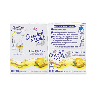 On-The-Go Sugar-Free Drink Mix, Lemonade, 0.17 Oz Single-Serving Tubes, 30/Pack, 2 Packs/Carton