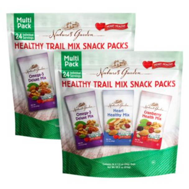 Healthy Trail Mix Snack Packs, Assorted Flavors, 1.2 Oz Pouch, 24/Bag, 2 Bags/Carton