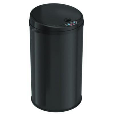 Sensor Trash Can, 8 Gal, Plastic/Stainless Steel, Black