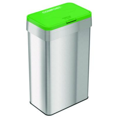 Open Top Compost Bin With Color-Coded Lid, 21 Gal, Plastic/Stainless Steel, Silver/Green