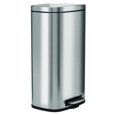 Fire-Resistant Step Pedal Trash Can, 8 Gal, Plastic/Stainless Steel, Silver