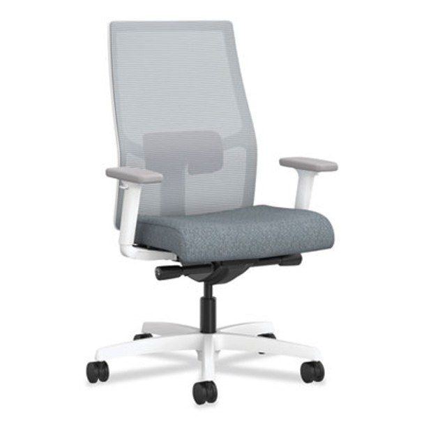 Ignition 2.0 4-Way Stretch Mid-Back Task Chair, Supports 300 Lb, 17" To 21" Seat Height, Basalt Seat, Fog Back, White Base