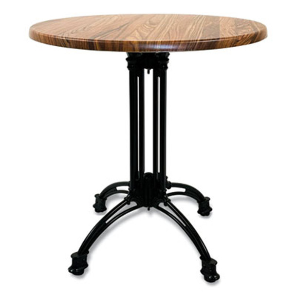 Topalit Tables, Round, 36" Dia x 29"h, Teak Top, Black Aluminum Base/Legs
