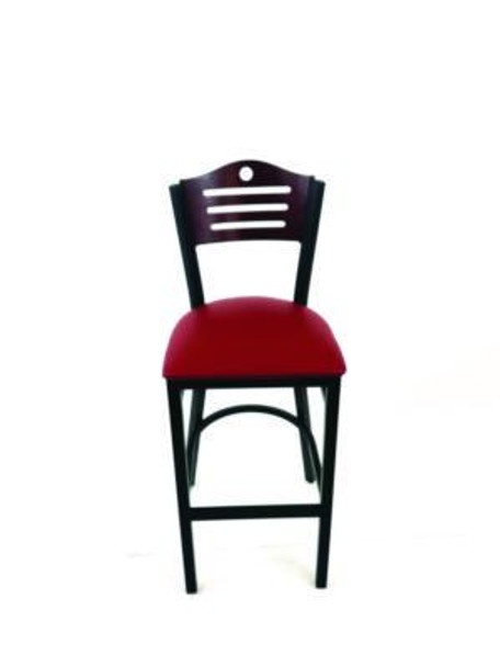 Eagle Series Barstool, Supports Up To 300 Lb, 28.5" Seat Height, Burgundy Seat, Dark Mahogany Back, Black Base