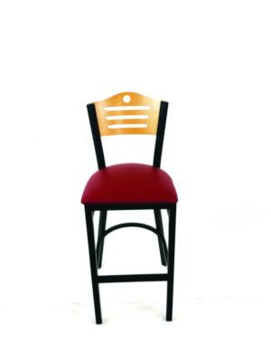 Eagle Series Barstool, Supports Up To 300 Lb, 28.5" Seat Height, Burgundy Seat, Natural Back, Black Base