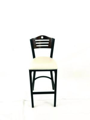 Eagle Series Barstool, Supports Up To 300 Lb, 28.5" Seat Height, Cream Seat, Dark Walnut Back, Black Base