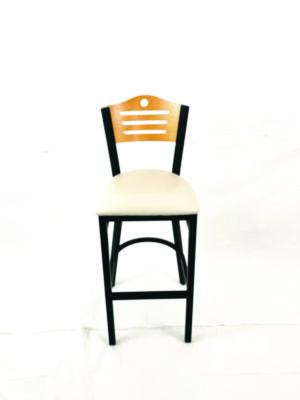 Eagle Series Barstool, Supports Up To 300 Lb, 28.5" Seat Height, Cream Seat, Natural Back, Black Base