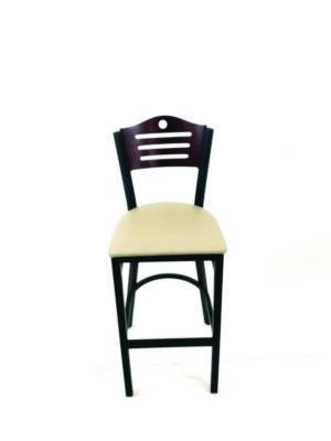 Eagle Series Barstool, Supports Up To 300 Lb, 28.5" Seat Height, Taupe Seat, Dark Mahogany Back, Black Base