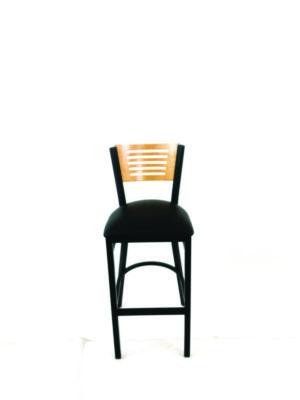 Jones River Series Barstool, Supports Up To 300 Lb, 28.5" Seat Height, Black Seat, Natural Back, Black Base