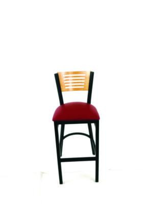 Jones River Series Barstool, Supports Up To 300 Lb, 28.5" Seat Height, Burgundy Seat, Natural Back, Black Base