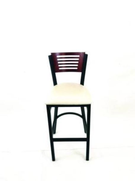 Jones River Series Barstool, Supports Up To 300 Lb, 28.5" Seat Height, Cream Seat, Dark Mahogany Back, Black Base