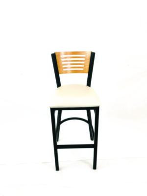 Jones River Series Barstool, Supports Up To 300 Lb, 28.5" Seat Height, Cream Seat, Natural Back, Black Base