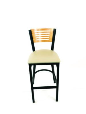 Jones River Series Barstool, Supports Up To 300 Lb, 28.5" Seat Height, Taupe Seat, Natural Back, Black Base