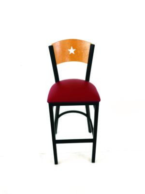 Liberty Series Barstool, Supports Up To 300 Lb, 28.5" Seat Height, Burgundy Seat, Natural Back, Black Base
