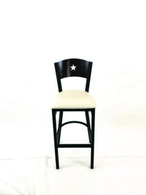 Liberty Series Barstool, Supports Up To 300 Lb, 28.5" Seat Height, Cream Seat, Dark Mahogany Back, Black Base