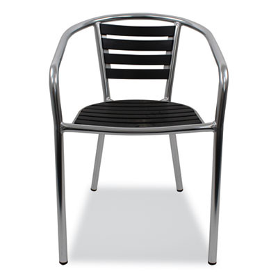 Pinzon Series Chairs, Support Up To 300 Lb, 18" Seat Height, Black/Silver Seat, Black/Silver Back, Silver Base