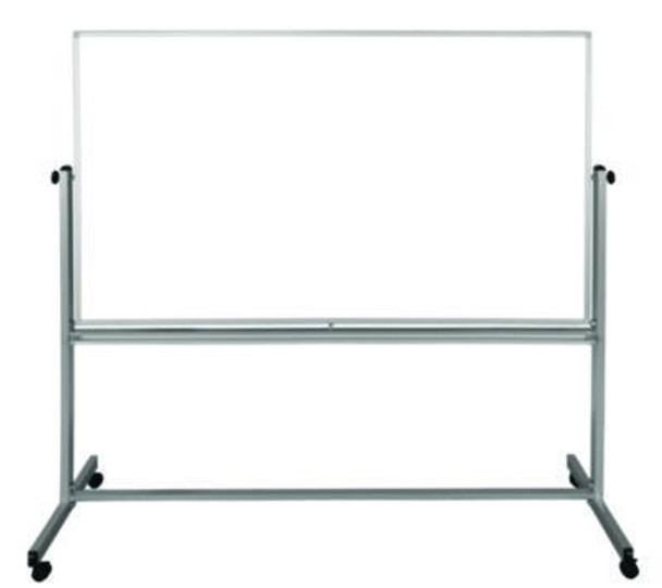 Mobile Magnetic Whiteboard, 72" x 40", White Surface, Silver Aluminum Frame