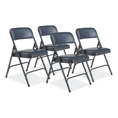 1200 Series Vinyl Dual-Hinge Folding Chair, Supports Up To 500 Lb, 17.75" Seat Height, Dark Midnight Blue, 4/Carton