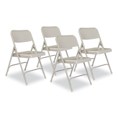 200 Series Premium All-Steel Double Hinge Folding Chair, Supports Up To 500 Lb, 17.25" Seat Height, Gray, 4/Carton