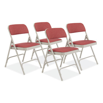2200 Series Fabric Dual-Hinge Premium Folding Chair, Supports Up To 500 Lb, Cabernet Seat, Cabernet Back, Gray Base, 4/Carton