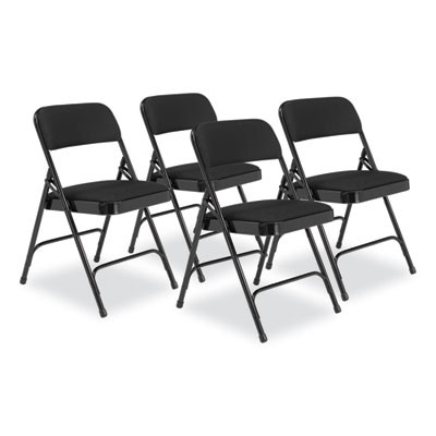2200 Series Fabric Dual-Hinge Folding Chair, Supports 500 Lb, Midnight Black Seat/Back, Black Base, 4/Carton