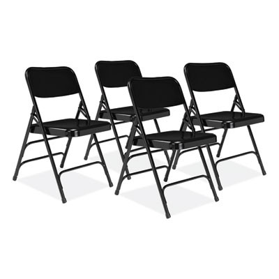 300 Series Deluxe All-Steel Triple Brace Folding Chair, Supports Up To 480 Lb, 17.25" Seat Height, Black, 4/Carton