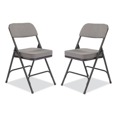 3200 Series Fabric Dual-Hinge Folding Chair, Supports Up To 300 Lb, Charcoal Seat, Charocoal Back, Black Base, 2/Carton