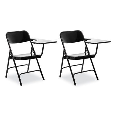 5200 Series Left-Side Tablet-Arm Folding Chair, Supports 480 Lb, 17.25" Seat Height, Black, 2/Carton