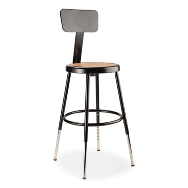 6200 Series 19" To 27" Height Adjustable Heavy-Duty Stool With Backrest, Supports Up To 500 Lb, Masonite Seat/Black Base