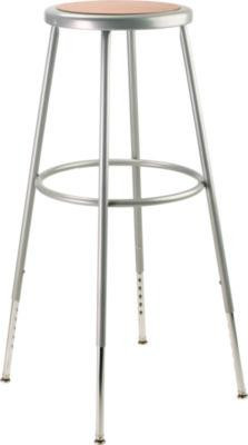 6200 Series Height Adjustable Heavy Duty Steel Stool, Backless, Supports 500Lb, 31" To 39" Seat Height, Brown Seat, Gray Base