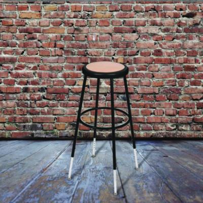 6200 Series Height Adjustable Heavy Duty Steel Stool, Backless, Supports 500Lb, 31" To 39" Seat Height, Brown Seat,Black Base
