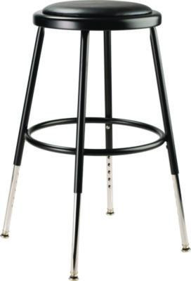 6400 Series Height Adjustable Hd Vinyl Padded Steel Stool, Backless, Supports 500Lb, 18.5"-26.5" Seat Height, Black Seat/Base
