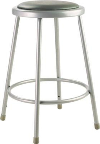 6400 Series Fixed Height Heavy Duty Vinyl Padded Steel Stool, Backless, Supports 500 Lb, 24" Seat Height, Gray Seat/Base