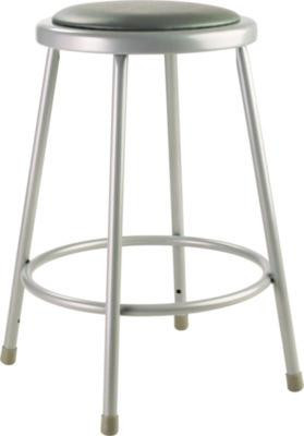 6400 Series Fixed Height Heavy Duty Vinyl Padded Steel Stool, Backless, Supports 500 Lb, 24" Seat Height, Gray Seat/Base