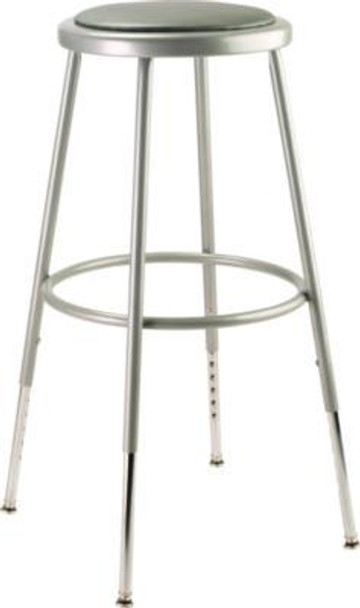 6400 Series Height Adjustable Heavy Duty Vinyl Padded Steel Stool, Supports 500 Lb, 25" To 33" Seat Height, Gray Seat/Base