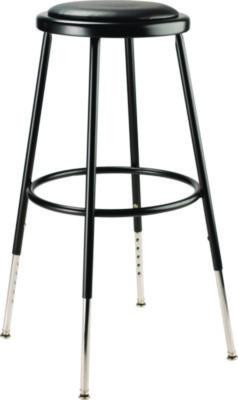 6400 Series Height Adjustable Heavy Duty Vinyl Padded Steel Stool, Supports 500 Lb, 25" To 33" Seat Height, Black Seat/Base