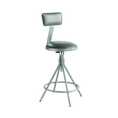 6500 Series Height Adj Heavy Duty Vinyl Swivel Stool With Backrest, Supports Up To 500 Lb, 24" To 30" Seat Height, Gray